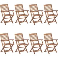 Lot de 8 Chaises de jardin pliables - Chaise d'extérieur pour terrasse/jardin Bois d'acacia solide BV372162 - BonneVie