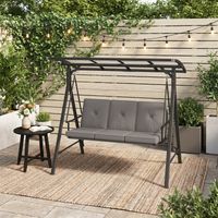 Hollywoodschaukel 3-Sitzer Bealife Gartenschaukelstuhl mit Gepolstertem Sitz Verstellbarem Polycarbonat-Dach Metallgestell für Terrassen Patio im Freien Grau 206 x 181,6 x 117,6 cm