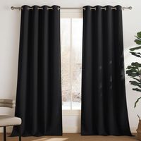 Lot de 2 Rideau Occultant Thermique Isolant Anti Froid et Chaleur 132x244 (lxH) Tenture Opaque à Oeillets Isolation Lumiere Uv Decoration Chambre Maison Salon Intérieurs, Noir