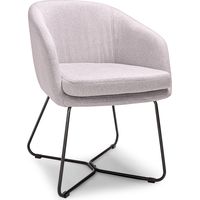 OSLO - Sedia con braccioli in lino e metallo. Sedia da pranzo, ufficio, studio, poltroncina da lettura in stile moderno. Colore grigio chiaro