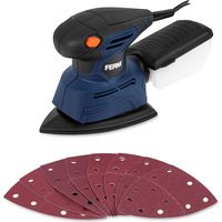 Ferm – Ponceuse triangulaire 130W – 28000 mouvements/min – Aspiration active des poussières – Semelle de ponçage 150x150x100mm