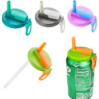 Set mit 4 Silikon-Dosendeckeln mit Strohhalm, auslaufsicher, für Limonade, Cola