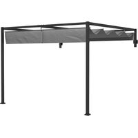 Pergola Gazebo 3x4 m Tettuccio Retrattile Fori Drenaggio Acciaio Poliestere Grigio