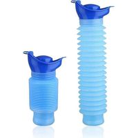 Einziehbares Urinal, tragbares Urinal für Männer und Frauen, Notfall-Uriniergerät, geeignet für Reisen, Camping und Spaziergänge, wiederverwendbare Urinflasche (blau, 18/34 cm),