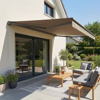 Store banne loggia DIONEA (Manuelle - Gris anthracite RAL 7016 - Taupe 250g/m² - 3.00 x 2.00 m)