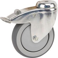Verzinkte Lenkrolle mit Totalfeststeller Bolzenlochbefestigung. Durchmesser75x25mm mit Bremse einzelnes Bolzenloch Belastung: