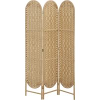 Biombo Separador de Ambientes 3 Paneles 120x170 cm con Parte Superior Arqueada Tejido a Mano Divisor Plegable Natural