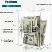 Tirelire en acrylique transparent pour adultes et enfants, grand et robuste pot d'économie d'argent pour pièces de monnaie avec pot de changement de clé, boîte d'épargne-Crezuo