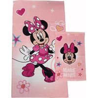 Minnie Mouse Disney, Asciugamani Bagno in Spugna, Set 2 Asciugamani Bagno, Asciugamano Viso, Asciugamano Bidet, Rosa, Cotone, 100 Percento, Set 2 pezzi, Prodotto Ufficiale