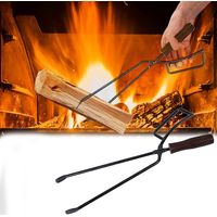 Pinzas para leña de 40 cm, resistentes, accesorios para chimeneas, cubiertas antiescaldaduras, pinzas largas para fogatas y chimeneas.