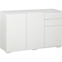 Meuble d'appoint — Meuble à tiroirs blanc (avec 2 tiroirs et 3 portes) — Meuble de rangement multifonction / Classeur