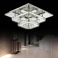 Lámpara de Techo de Cristal Cuadrada LED, Lámpara de Luz Fría Plateada de Estiloo Vaquero Moderno