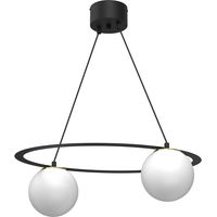 Lampada a sospensione Ballo nera 2 sfere vetro Luminex