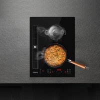 CIARRA 3356W 2 in 1 - Piastra a induzione con cappa integrata 39cm, 2 fuochi, 9 livelli di potenza, 460 m³/h, funzione Boost, zona flexi CBBEH392BF
