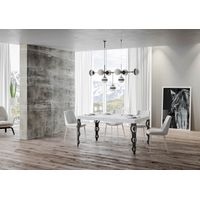 Tavolo allungabile 180/284x90 cm Karamay bianco frassino gambe antracite