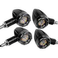 4PCS Motorcycle Indicators LED Rear Bullet Turn Signal Lights, Super Bright Motorbike Drl Bullet Indicators Daytime Running Light Brake Lamps Mini Bullet Indicators Universal Blinker Amber