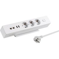 maxtrack Presa da tavolo NV63L 3 prese con contatto di protezione con 2 porte USB e 2 porte LAN, presa multipla per casa con fissaggio da tavolo, pulsante di accensione e spegnimento, ciabatta con
