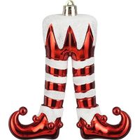 DECORAZIONE NATALIZIA GAMBE DI ELFO ROSSE 11X3,5X13CM EDELMAN