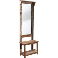 Mobile da ingresso in legno con specchio ripiani e appendiabiti integrati