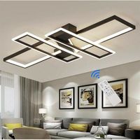 Goeco – Plafonnier LED dimmable moderne 120x80cm – Couleur 3000K-6500K – Aluminium noir avec télécommande – Éclairage pour salon et bureau