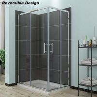 ELEGANT Sliding Corner Entry Shower Enclosure Door Cubicle Double Metal Wheelssystem (1000 x 700 mm)