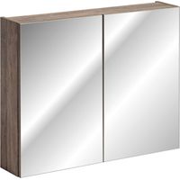 Meuble de rangement VANTA chêne foncé 80cm – Module mural avec porte en miroirs