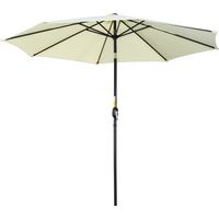 Parasol droit inclinable Ø 3 m, métal, toile polyester 180g/m², manivelle, beige, extérieur jardin