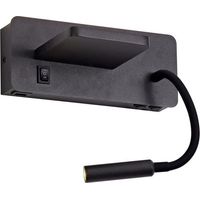 Aplique LED "Rob2" con puerto USB y cargador wireless (8W 3000K 532lm) – Negro