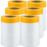 6 Rollen Masker mit Abdeckband, Abdeckfolie, selbstklebendes Abdeckband mit lackierter Schutzplane (55 cm 20 m)