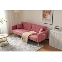 Clic-Clac 2 Plazas en Tela Sherpa con Respaldo Ajustable, 2 Bolsillos Laterales y 2 Cojines, Rosa
