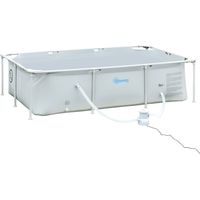Piscina fuori terra rettangolare autoportante acciaio PVC con filtro e valvola gris 252x152x65cm