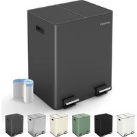 Premium Stainless Steel Dual Compartment Pedal Bin 15L+15L DARK GREY