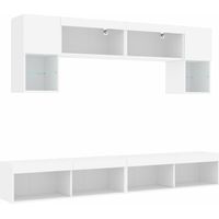 Mobile TV multimediale mensola TV buffet TV sala da pranzo soggiorno camera da letto con LED 6 pezzi legno ingegnerizzato bianco 020029427