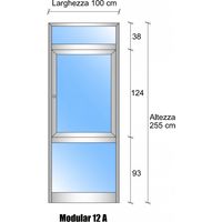 Modulo Continuativo Parete Divisoria in Vetro Trasparente e Alluminio con Finestra - H2550xL1000 mm Colore Grigio Mix - ITALFROM