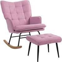 Mecedora Rose con cojín acolchado, respaldo alto, reposabrazos, reposapiés, patas de madera, 130 kg