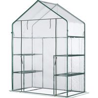 Serre de Jardin 4 Etagères 1 Porte avec Fermeture Eclair Culture Plantes Fleurs 142x73x195 cm Vert