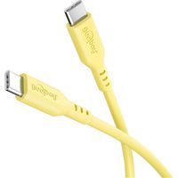 goobay USB-C zu USB-C de Silikonkabel 1,5 m, gelb - Schnellladung 60 W PD, Datentransfer de 480 Mbit/s, flexibel, Anti-Tangle, mit Kabelbinder de Befestigung, für Smartphones, Laptops, Konsolen