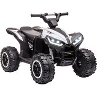 Quad ElĂ©ctrico para Niños de 3-5 Años VehĂculo ElĂ©ctrico a BaterĂa 12V con 2 Motores 83x53x55,5 cm Negro y Blanco