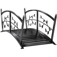 Pont de jardin métallique 1,2 m en arche avec rampes de sécurité, pont décoratif extérieur adapté pour bassin, ruisseau et cours d’eau