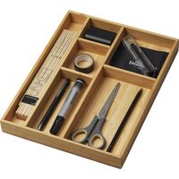 CAVO Bambus Schubladen-Organizer 245 x 320 x 35 mm mit 6-Fächer Schubladeneinsatz für Küche, Büro, Badezimmer und Schlafzimmer
