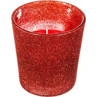 Glitterkerze H.8cm 90 gr mit rotem Glasbehälter - Feeric lights & christmas