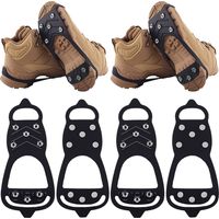 2 Pairs Ice Cleats for Shoes and Boots,Universal 8 Steel Studs Crampon Ice & Snow Grippers for Winter Hiking Climbing Ice Fishing,Anti-Slip, L: Women (10-11.5) / Men (8.5-10)