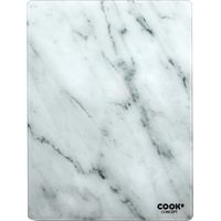 Cook Concept KD3348 - Tagliere rettangolare in vetro temperato effetto marmo bianco e grigio, H0,4 x 30 x 40 cm