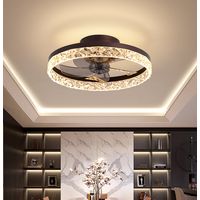 Ventilateur de plafond avec lumière, télécommande, vitesse du vent réglable Ventilateur silencieux avec lumière de plafond LED 30W 50 cm pour salle à manger salon chambre à coucher - Café