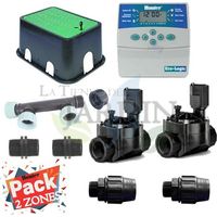 Suinga – Kit d'arrosage automatique 2 zones – Programmateur électrique 4 stations – Électrovannes Rain Bird 100HV 24V – Pression max 10,3 bars