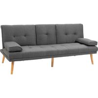 Canapélit canapélit 3 places avec table pliante ainsi que portegobelet design Skandi en gris foncé Chargeable jusqu’à 250 kg