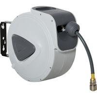 Avvolgitubo Automatico 10m + 90cm Attacco Φ1/4'' 24 Bar 180° Grigio Montaggio a Parete