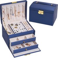 Boite a Bijoux Femme (Bleu Marine), Boîte à Bijoux Coffret à Bijoux Rangement Bijoux Organisateur pour Bagues Bracelets Boucles d'oreilles Montres Lunettes Cadeaux de Noël