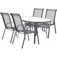 Gartenmöbel-Set mit 4 Stühlen und Glastisch – Modernes Design