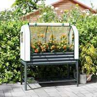 Gris 120x55x140 cm - Jardin urbain surélevé doté de couverture de serre et étagère inférieure pour la culture des plantes, foncé